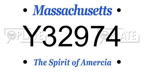 Y32974 Massachusetts License Plate