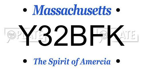 Y32BFK Massachusetts License Plate