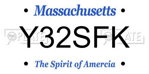 Y32SFK Massachusetts License Plate