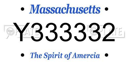 Y333332 Massachusetts License Plate