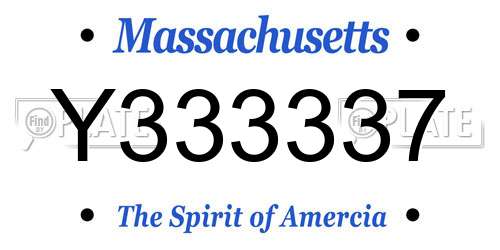 Y333337 Massachusetts License Plate