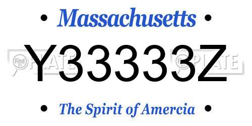Y33333Z Massachusetts License Plate