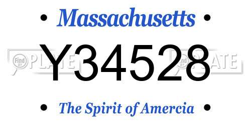 Y34528 Massachusetts License Plate