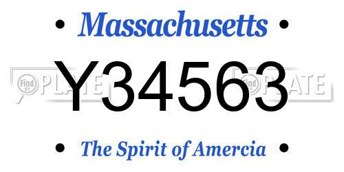Y34563 Massachusetts License Plate