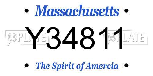 Y34811 Massachusetts License Plate