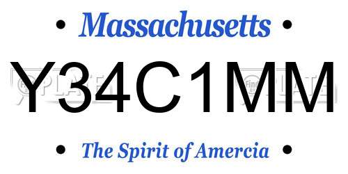 Y34C1MM Massachusetts License Plate