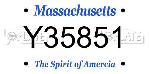 Y35851 Massachusetts License Plate