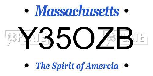 Y35OZB Massachusetts License Plate