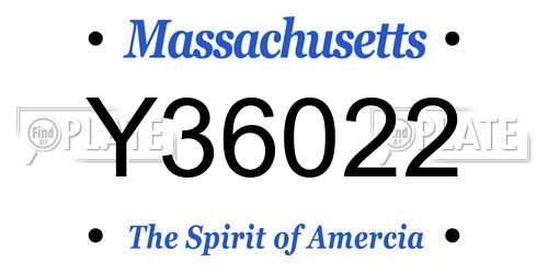 Y36022 Massachusetts License Plate