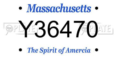 Y36470 Massachusetts License Plate