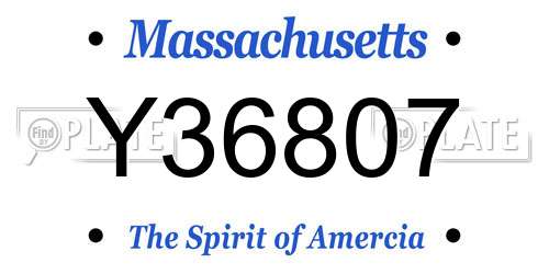 Y36807 Massachusetts License Plate