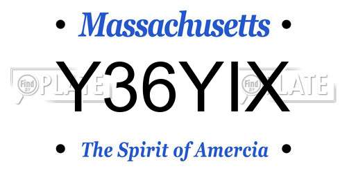 Y36YIX Massachusetts License Plate