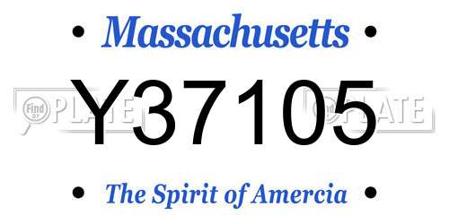 Y37105 Massachusetts License Plate