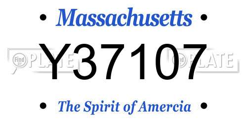 Y37107 Massachusetts License Plate