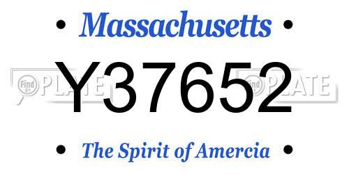 Y37652 Massachusetts License Plate
