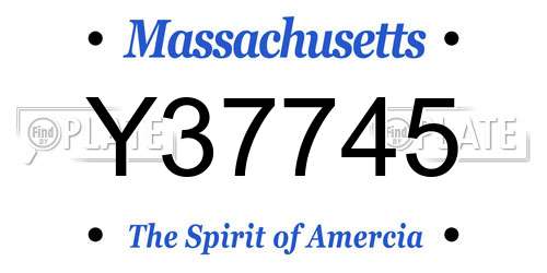 Y37745 Massachusetts License Plate