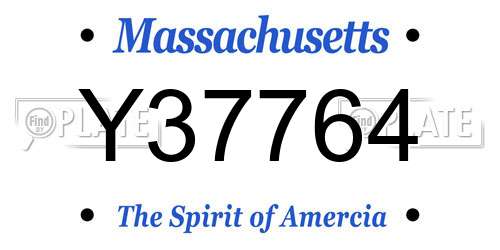 Y37764 Massachusetts License Plate
