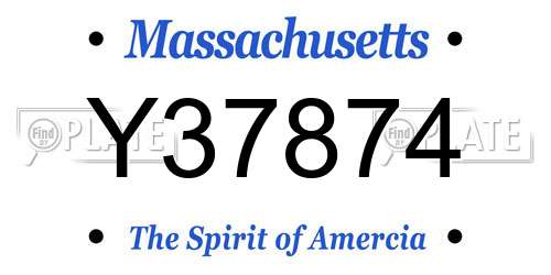 Y37874 Massachusetts License Plate