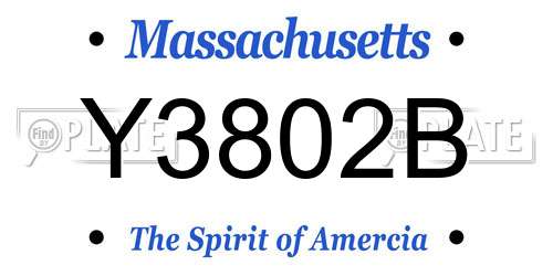 Y3802B Massachusetts License Plate