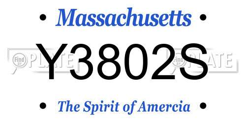 Y3802S Massachusetts License Plate