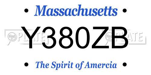 Y380ZB Massachusetts License Plate