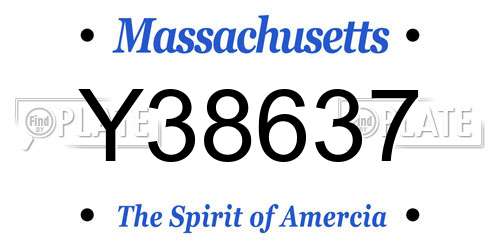 Y38637 Massachusetts License Plate