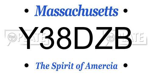 Y38DZB Massachusetts License Plate