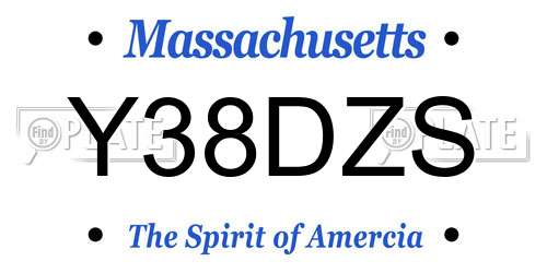 Y38DZS Massachusetts License Plate