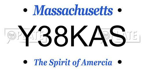 Y38KAS Massachusetts License Plate
