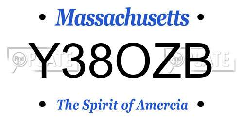 Y38OZB Massachusetts License Plate
