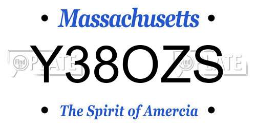 Y38OZS Massachusetts License Plate