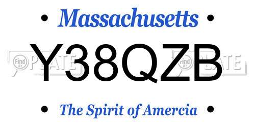 Y38QZB Massachusetts License Plate