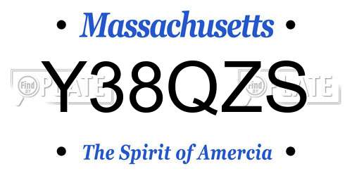 Y38QZS Massachusetts License Plate