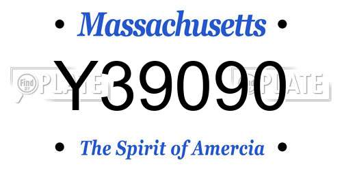 Y39090 Massachusetts License Plate