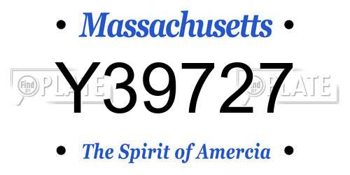Y39727 Massachusetts License Plate