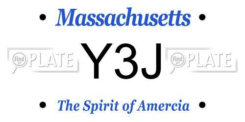 Y3J Massachusetts License Plate