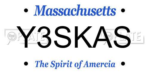 Y3SKAS Massachusetts License Plate