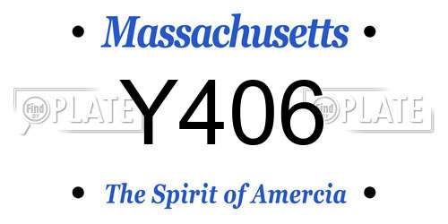 Y406 Massachusetts License Plate