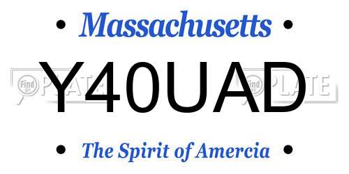 Y40UAD Massachusetts License Plate