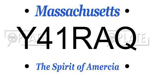 Y41RAQ Massachusetts License Plate