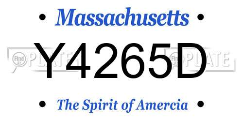 Y4265D Massachusetts License Plate