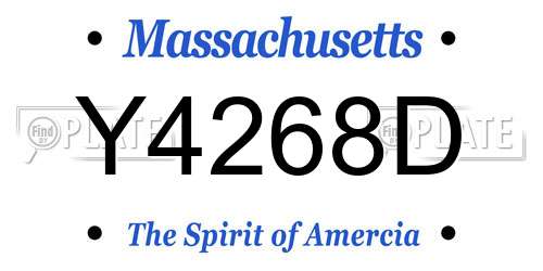 Y4268D Massachusetts License Plate