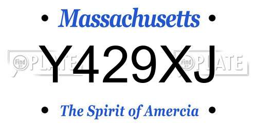 Y429XJ Massachusetts License Plate