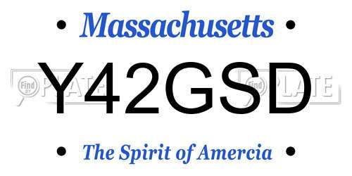 Y42GSD Massachusetts License Plate