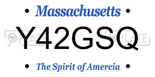 Y42GSQ Massachusetts License Plate