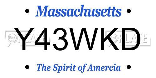 Y43WKD Massachusetts License Plate