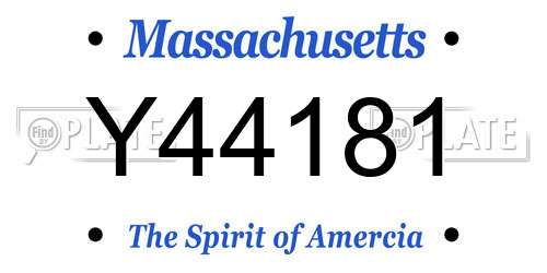 Y44181 Massachusetts License Plate
