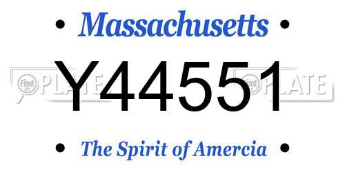 Y44551 Massachusetts License Plate