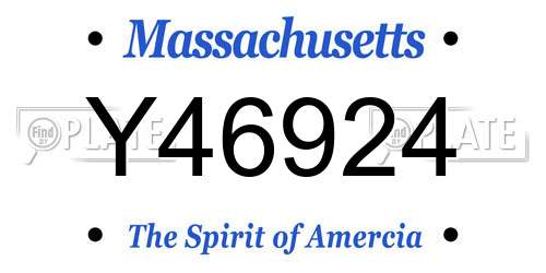 Y46924 Massachusetts License Plate