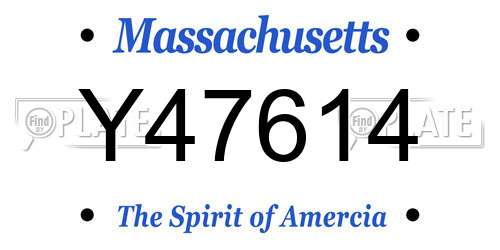 Y47614 Massachusetts License Plate